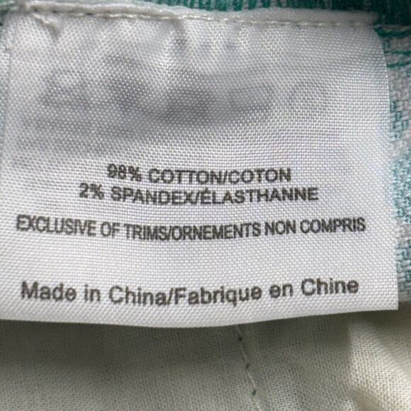 Tory Burch Walton Ankle Pants Teal Green Paisley Size 10 Cotton - Picture 8 of 9